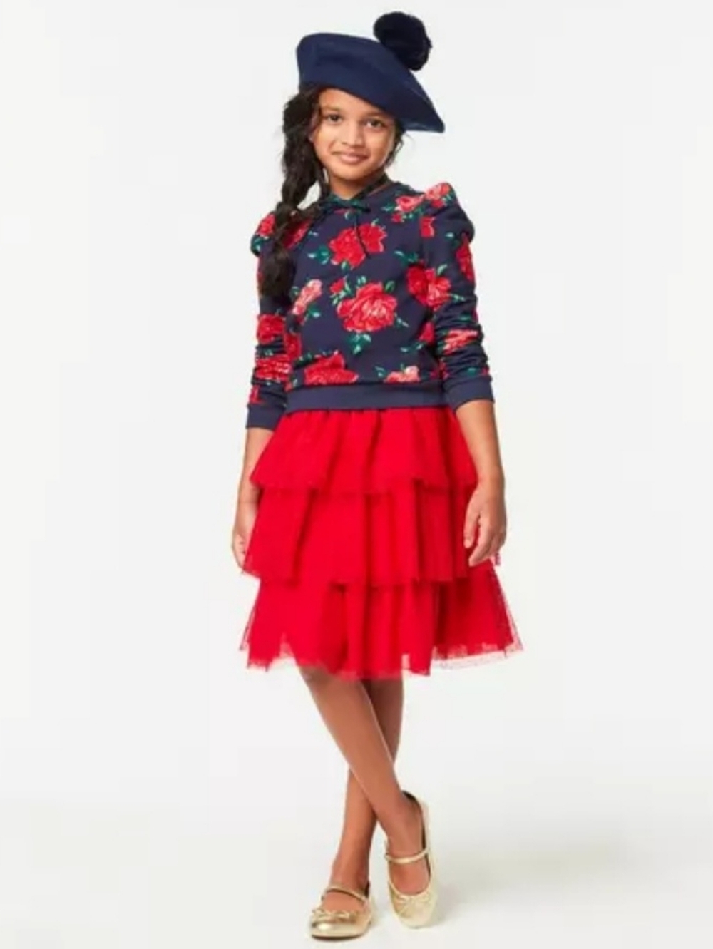 Janie and Jack Marine Rose Print X American Girl Navy With Florals Size 6 Crew